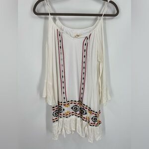 Exist Women’s Cut Out Long Sleeve Embroidered Blouse size L